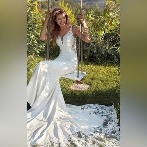 Eddy K ivory wedding gown & cathedral length veil